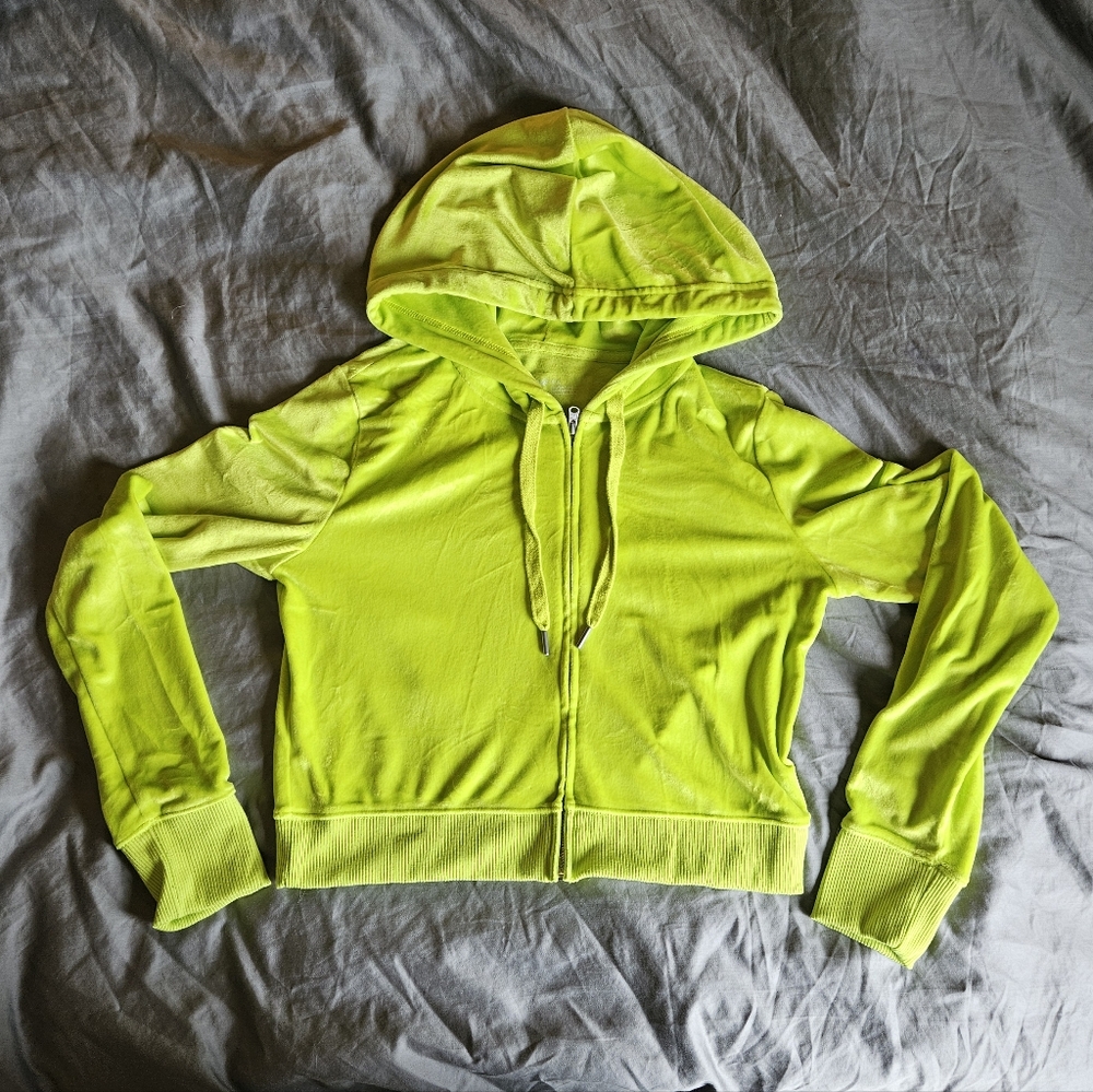 Aerie Dreamy Velour Cropped Full Zip Hoodie